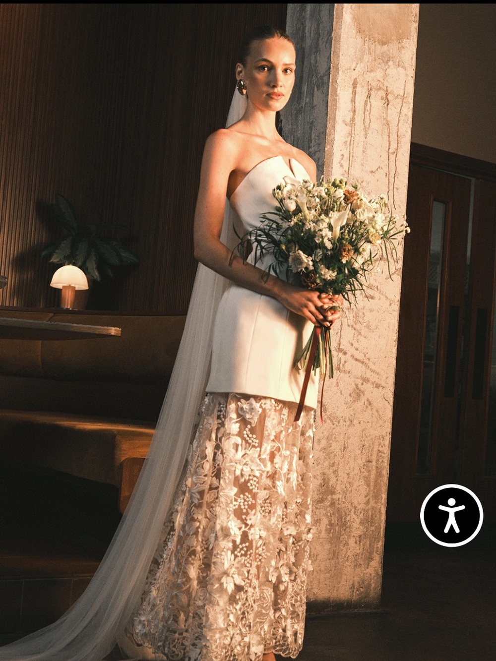 Structured Bandeau Maxi Wedding Dress with Lace Skirt